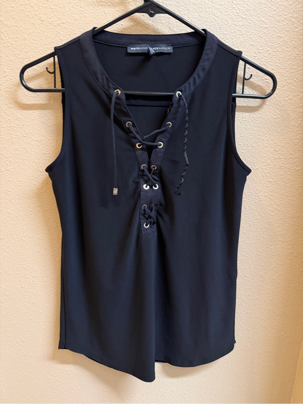 White House Black Market Black Lace-Up Sleeveless Tank